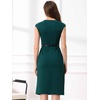 image:imageAllegra K Business Dress for Womens 2026 Belted Office Work Sheath Dress  Elegant Cap Sleeve DressBlue Green