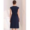 image:imageAllegra K Business Dress for Womens 2026 Belted Office Work Sheath Dress  Elegant Cap Sleeve DressDark Blue