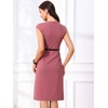 image:imageAllegra K Business Dress for Womens 2026 Belted Office Work Sheath Dress  Elegant Cap Sleeve DressDark Pink