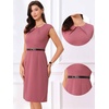 image:imageAllegra K Business Dress for Womens 2026 Belted Office Work Sheath Dress  Elegant Cap Sleeve DressDark Pink