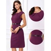 image:imageAllegra K Business Dress for Womens 2026 Belted Office Work Sheath Dress  Elegant Cap Sleeve DressFushcia