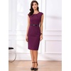 image:imageAllegra K Business Dress for Womens 2026 Belted Office Work Sheath Dress  Elegant Cap Sleeve DressFushcia