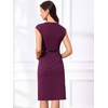 image:imageAllegra K Business Dress for Womens 2026 Belted Office Work Sheath Dress  Elegant Cap Sleeve DressFushcia