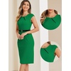 image:imageAllegra K Business Dress for Womens 2026 Belted Office Work Sheath Dress  Elegant Cap Sleeve DressGreen