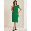 image:imageAllegra K Business Dress for Womens 2026 Belted Office Work Sheath Dress  Elegant Cap Sleeve DressGreen