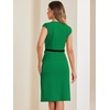 image:imageAllegra K Business Dress for Womens 2026 Belted Office Work Sheath Dress  Elegant Cap Sleeve DressGreen