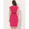 image:imageAllegra K Business Dress for Womens 2026 Belted Office Work Sheath Dress  Elegant Cap Sleeve DressHot Pink