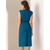 image:imageAllegra K Business Dress for Womens 2026 Belted Office Work Sheath Dress  Elegant Cap Sleeve DressLake Blue