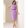 image:imageAllegra K Business Dress for Womens 2026 Belted Office Work Sheath Dress  Elegant Cap Sleeve DressLavender