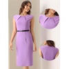 image:imageAllegra K Business Dress for Womens 2026 Belted Office Work Sheath Dress  Elegant Cap Sleeve DressLavender