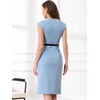 image:imageAllegra K Business Dress for Womens 2026 Belted Office Work Sheath Dress  Elegant Cap Sleeve DressLight Blue