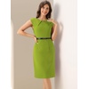 image:imageAllegra K Business Dress for Womens 2026 Belted Office Work Sheath Dress  Elegant Cap Sleeve DressLight Green