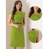 image:imageAllegra K Business Dress for Womens 2026 Belted Office Work Sheath Dress  Elegant Cap Sleeve DressLight Green