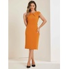 image:imageAllegra K Business Dress for Womens 2026 Belted Office Work Sheath Dress  Elegant Cap Sleeve DressOrange