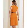 image:imageAllegra K Business Dress for Womens 2026 Belted Office Work Sheath Dress  Elegant Cap Sleeve DressOrange