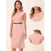 image:imageAllegra K Business Dress for Womens 2026 Belted Office Work Sheath Dress  Elegant Cap Sleeve DressPink