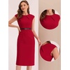image:imageAllegra K Business Dress for Womens 2026 Belted Office Work Sheath Dress  Elegant Cap Sleeve DressRed
