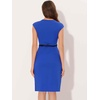 image:imageAllegra K Business Dress for Womens 2026 Belted Office Work Sheath Dress  Elegant Cap Sleeve DressRoyal Blue