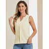 image:imageAllegra K Sleeveless Work Top for Women Summer Dressy Tank Top Pleated V Neck Business Casual Blouse ShirtApricot