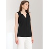 image:imageAllegra K Sleeveless Work Top for Women Summer Dressy Tank Top Pleated V Neck Business Casual Blouse ShirtBlack