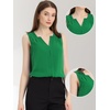 image:imageAllegra K Sleeveless Work Top for Women Summer Dressy Tank Top Pleated V Neck Business Casual Blouse ShirtGreen