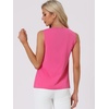 image:imageAllegra K Sleeveless Work Top for Women Summer Dressy Tank Top Pleated V Neck Business Casual Blouse ShirtHot Pink