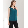 image:imageAllegra K Sleeveless Work Top for Women Summer Dressy Tank Top Pleated V Neck Business Casual Blouse ShirtPeacock Blue