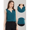 image:imageAllegra K Sleeveless Work Top for Women Summer Dressy Tank Top Pleated V Neck Business Casual Blouse ShirtPeacock Blue