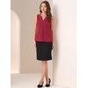 image:imageAllegra K Sleeveless Work Top for Women Summer Dressy Tank Top Pleated V Neck Business Casual Blouse ShirtRed