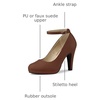 image:imageAllegra K Women Low Platform Round Toe Stiletto Heels Ankle Strap Pumps  Pumps With Closed Toe 3 78 inches Heel Comfortable Heel Pump Summer Dress Shoes for Party OfficeDark Brown