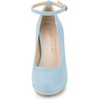 image:imageAllegra K Women Low Platform Round Toe Stiletto Heels Ankle Strap Pumps  Pumps With Closed Toe 3 78 inches Heel Comfortable Heel Pump Summer Dress Shoes for Party OfficeSky Blue