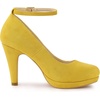 image:imageAllegra K Women Low Platform Round Toe Stiletto Heels Ankle Strap Pumps  Pumps With Closed Toe 3 78 inches Heel Comfortable Heel Pump Summer Dress Shoes for Party OfficeYellow