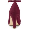 image:imageAllegra K Women Low Platform Round Toe Stiletto Heels Ankle Strap Pumps  Pumps With Closed Toe 3 78 inches Heel Comfortable Heel Pump Summer Dress Shoes for Party OfficeBurgundy