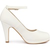 image:imageAllegra K Women Low Platform Round Toe Stiletto Heels Ankle Strap Pumps  Pumps With Closed Toe 3 78 inches Heel Comfortable Heel Pump Summer Dress Shoes for Party OfficeWhite