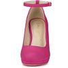 image:imageAllegra K Women Low Platform Round Toe Stiletto Heels Ankle Strap Pumps  Pumps With Closed Toe 3 78 inches Heel Comfortable Heel Pump Summer Dress Shoes for Party OfficeHot Pink