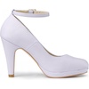 image:imageAllegra K Women Low Platform Round Toe Stiletto Heels Ankle Strap Pumps  Pumps With Closed Toe 3 78 inches Heel Comfortable Heel Pump Summer Dress Shoes for Party OfficeLight Purple