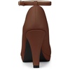 image:imageAllegra K Women Low Platform Round Toe Stiletto Heels Ankle Strap Pumps  Pumps With Closed Toe 3 78 inches Heel Comfortable Heel Pump Summer Dress Shoes for Party OfficeDark Brown