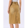 image:imageAllegra K Womens Casual Jean Skirt Raw Hem Stretch High Waist Denim Skirts  Below the Knee Classic Denim Fabric H Line Trendy Fashion Casual Midi Length Western OutiftsWashed Khaki