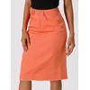 image:imageAllegra K Womens Casual Jean Skirt Raw Hem Stretch High Waist Denim Skirts  Below the Knee Classic Denim Fabric H Line Trendy Fashion Casual Midi Length Western OutiftsRed Orange
