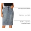 image:imageAllegra K Womens Casual Jean Skirt Raw Hem Stretch High Waist Denim Skirts  Below the Knee Classic Denim Fabric H Line Trendy Fashion Casual Midi Length Western OutiftsGrey Blue