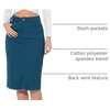 image:imageAllegra K Womens Casual Jean Skirt Raw Hem Stretch High Waist Denim Skirts  Below the Knee Classic Denim Fabric H Line Trendy Fashion Casual Midi Length Western OutiftsPeacock Blue