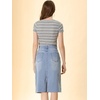 image:imageAllegra K Womens Casual Jean Skirt Raw Hem Stretch High Waist Denim Skirts  Below the Knee Classic Denim Fabric H Line Trendy Fashion Casual Midi Length Western OutiftsLight Blue