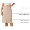 image:imageAllegra K Womens Casual Jean Skirt Raw Hem Stretch High Waist Denim Skirts  Below the Knee Classic Denim Fabric H Line Trendy Fashion Casual Midi Length Western OutiftsApricot