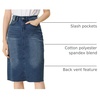 image:imageAllegra K Womens Casual Jean Skirt Raw Hem Stretch High Waist Denim Skirts  Below the Knee Classic Denim Fabric H Line Trendy Fashion Casual Midi Length Western OutiftsMblue
