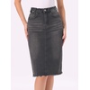 image:imageAllegra K Womens Casual Jean Skirt Raw Hem Stretch High Waist Denim Skirts  Below the Knee Classic Denim Fabric H Line Trendy Fashion Casual Midi Length Western OutiftsBlack