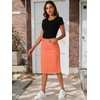 image:imageAllegra K Womens Casual Jean Skirt Raw Hem Stretch High Waist Denim Skirts  Below the Knee Classic Denim Fabric H Line Trendy Fashion Casual Midi Length Western OutiftsRed Orange