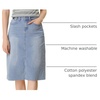 image:imageAllegra K Womens Casual Jean Skirt Raw Hem Stretch High Waist Denim Skirts  Below the Knee Classic Denim Fabric H Line Trendy Fashion Casual Midi Length Western OutiftsLight Blue