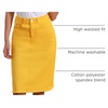 image:imageAllegra K Womens Casual Jean Skirt Raw Hem Stretch High Waist Denim Skirts  Below the Knee Classic Denim Fabric H Line Trendy Fashion Casual Midi Length Western OutiftsYellow