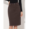image:imageAllegra K Womens Casual Jean Skirt Raw Hem Stretch High Waist Denim Skirts  Below the Knee Classic Denim Fabric H Line Trendy Fashion Casual Midi Length Western OutiftsDark Brown
