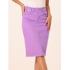 image:imageAllegra K Womens Casual Jean Skirt Raw Hem Stretch High Waist Denim Skirts  Below the Knee Classic Denim Fabric H Line Trendy Fashion Casual Midi Length Western OutiftsLight Purple
